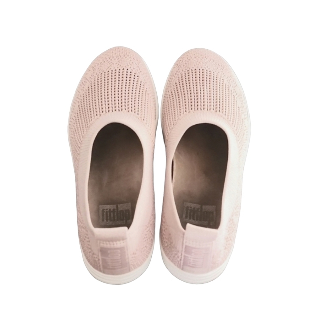 FITFLOP Ballerina Pink Slip On Sneakers 37 6 Blush Knit Woven Plantar Fasciitis - Picture 12 of 15